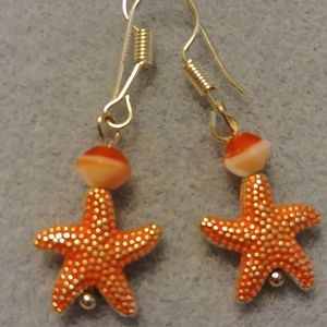 Orange starfish earrings